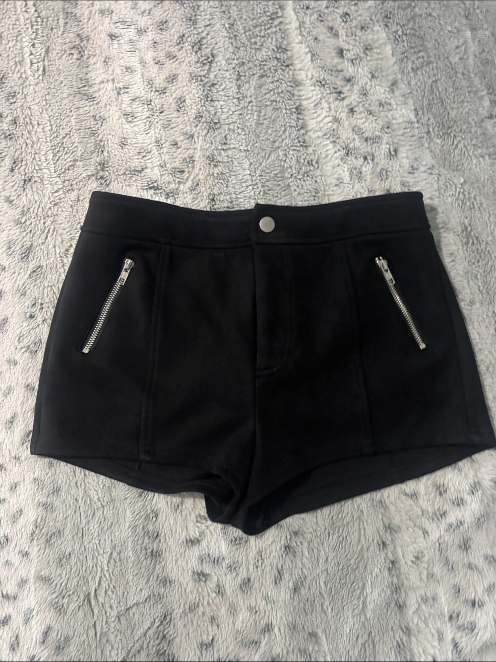 Forever 21 Black High-Waist Zip Pocket Shorts